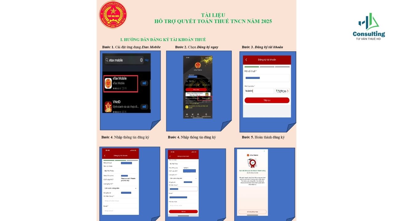 HƯỚNG DẪN ĐĂNG KÝ TÀI KHOẢN THUẾ
